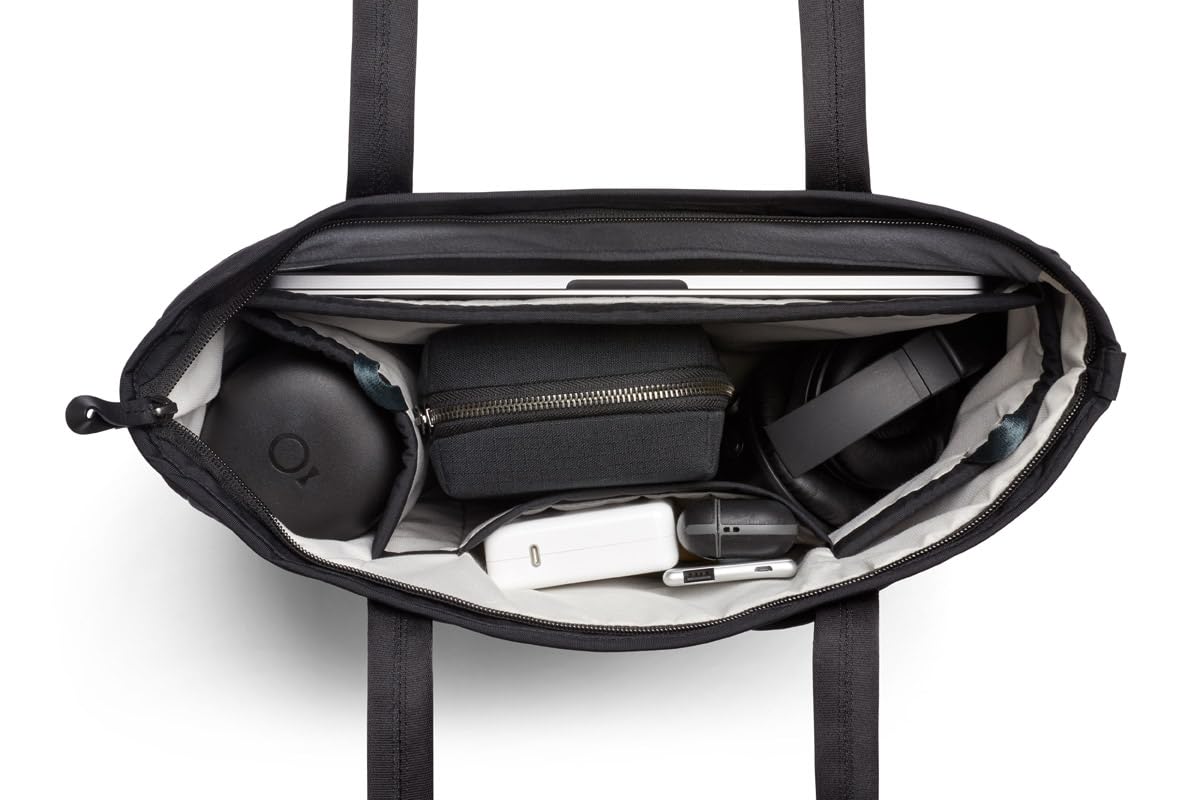 Bellroy Tokyo Tote Compact 12L Laptop Bag - Waterproof Nylon Tote for Work & Travel - Lightweight & Durable Raven Black Shoulder Bag for Women & Men - Perfect for Office, Commute & Weekend Getaways