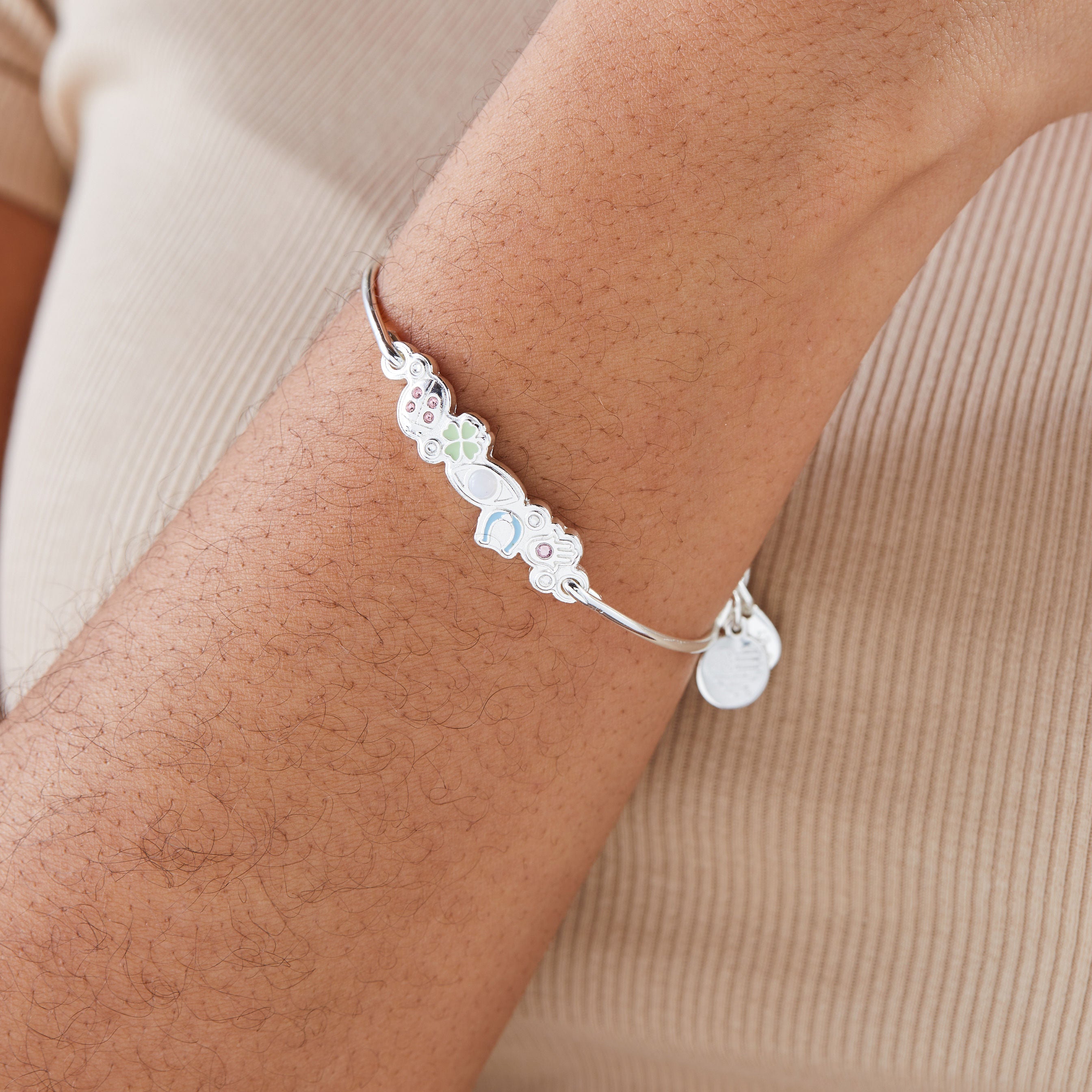 Abundant Blessings Inline Bangle Bracelet - Elegant Adjustable Silver Jewelry for Women | Perfect for Weddings, Parties & Everyday Wear