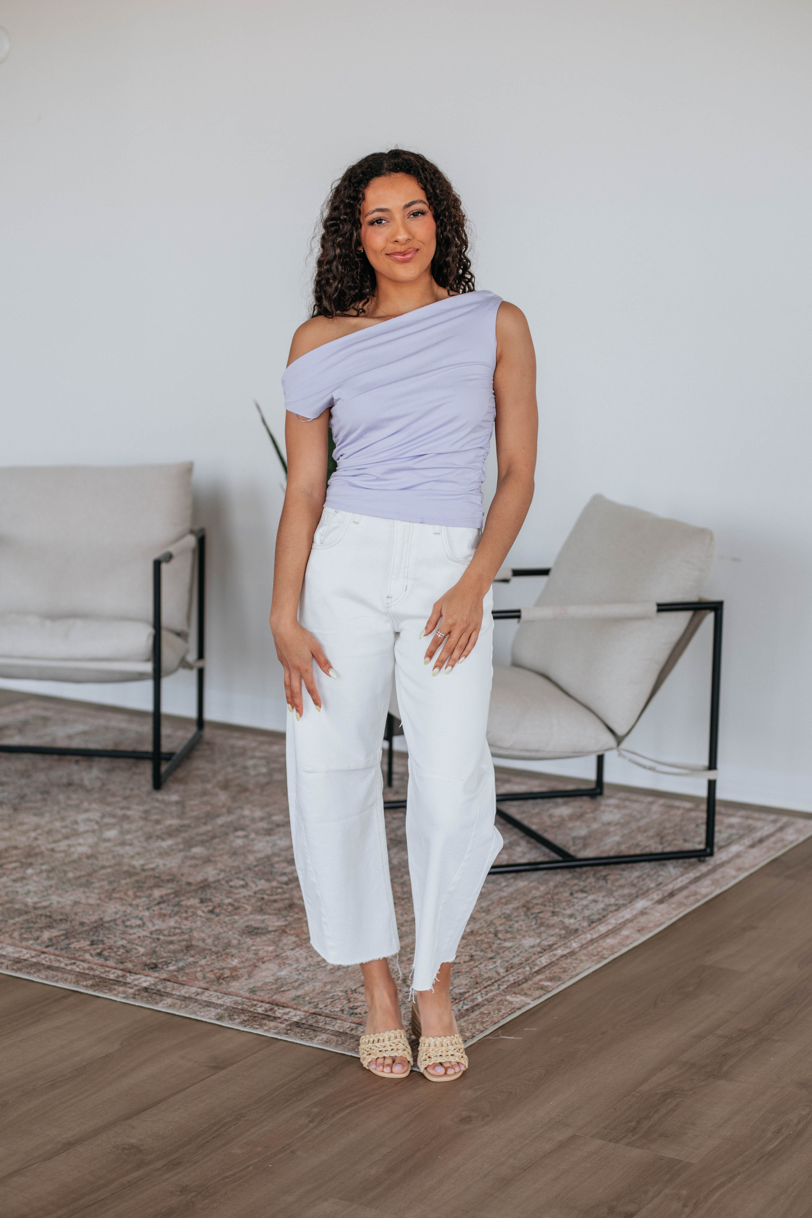 Belle Ruched Top Women's Elegant Blouse Lavender - Perfect for Casual Outings, Date Nights & Office Wear