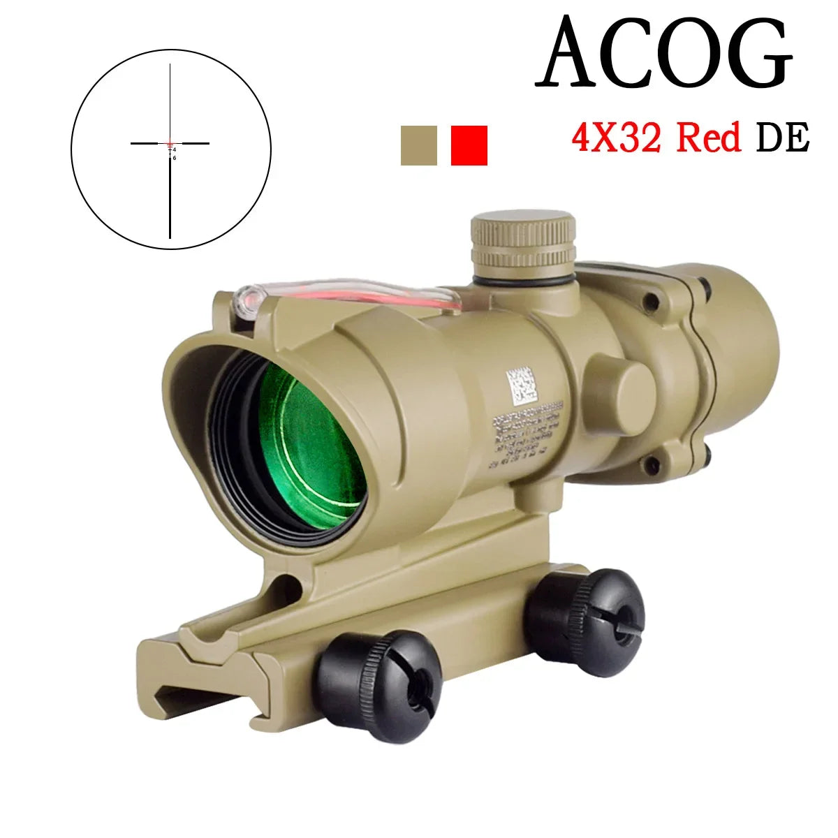 Trijicon ACOG 4X32 RMR Red Dot Sight Scope - Green Cross Fiber Optic Illuminated Rifle Scope with Glass Etched Reticle - Perfect for Tactical Shooting, Hunting & Military Use