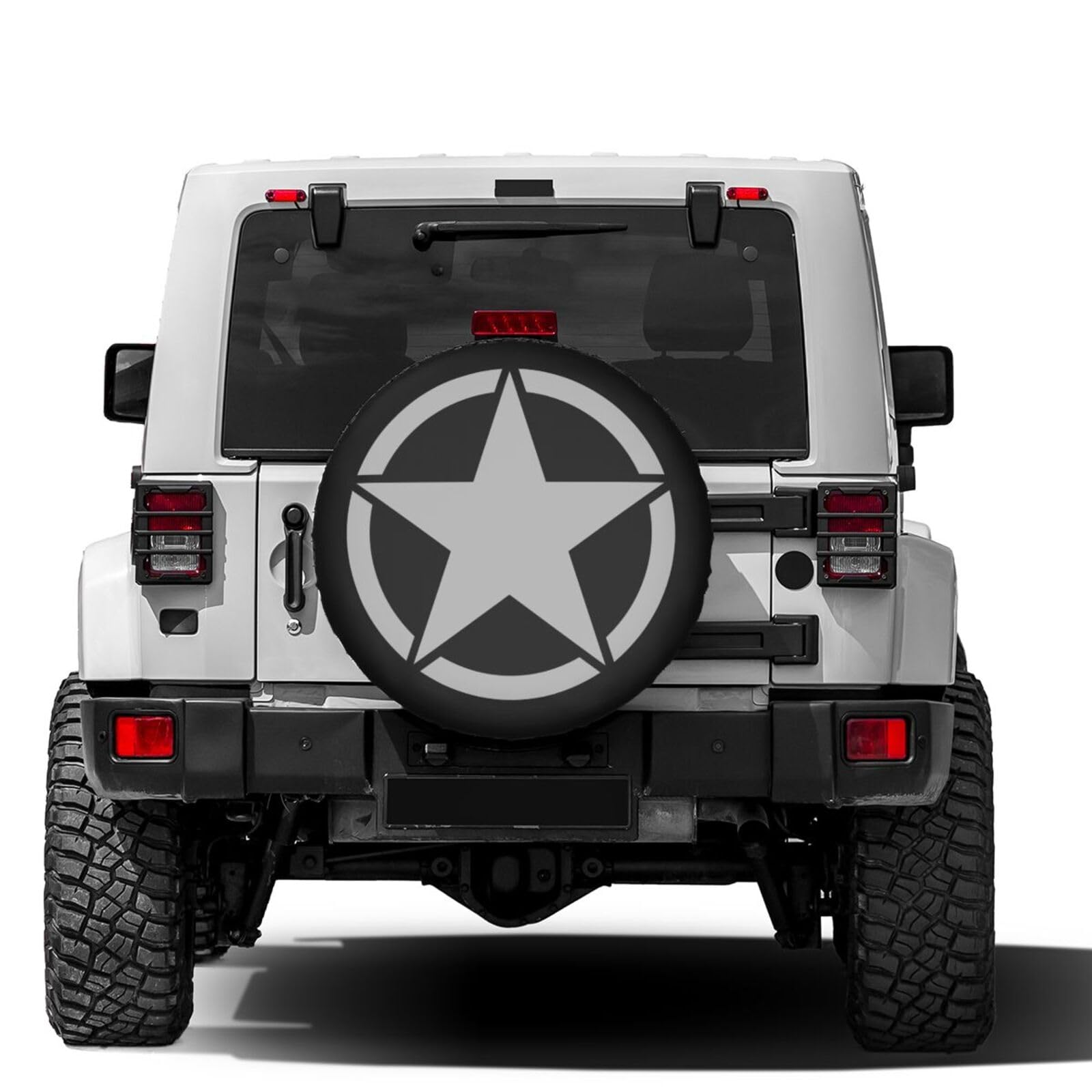 Military Tactical Star Spare Tire Cover - 17 Inch Dustproof Wheel Protector for Trailers, RVs, SUVs & Off-Road Vehicles | Durable Outdoor Accessory for Camping & Adventure Travel