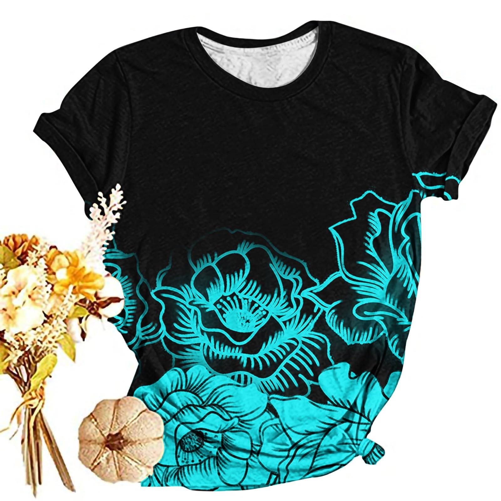 Floral Printed T-Shirts for Women | Short Sleeve Graphic Tees | Summer Fashion Tops | Casual Blouses for Ladies | Perfect for Beach Outings, Date Nights & Weekend Wear
