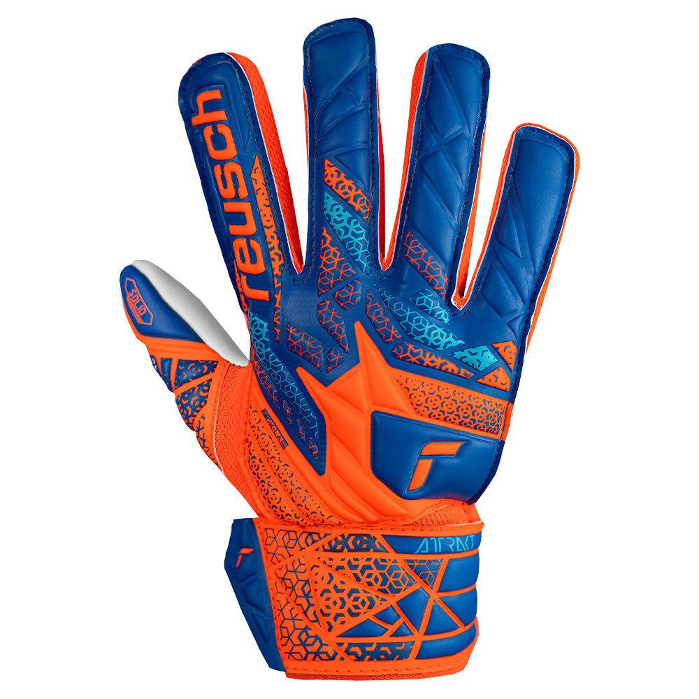 Reusch Starter Solid Finger Support Junior Goalkeeper Gloves (Orange/Blue) - Perfect for Youth Soccer Training & Match Performance