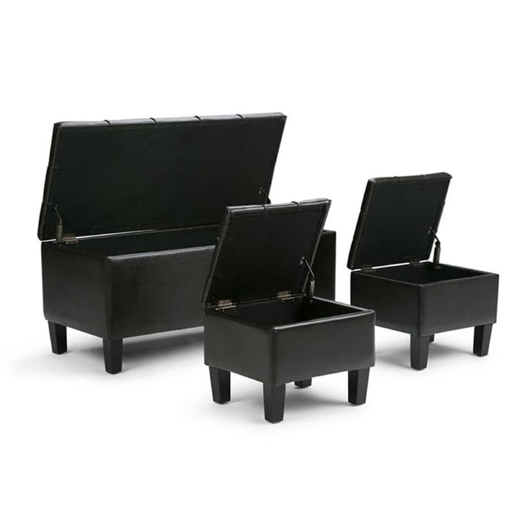 3 in 1 Leather Storage Ottoman Bench with Lift Top - Large Hidden Storage Footrest & Hassock - Dark Brown Queen Size End of Bed Bench for Blankets & Bedding - Perfect for Living Room, Bedroom & Home Organization