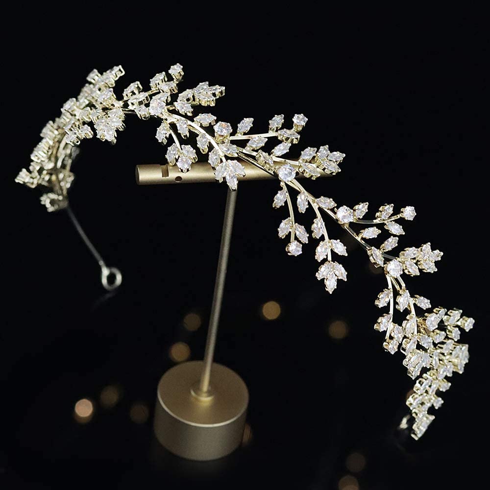 Jorsnovs Fashion Bridal Headpiece - Elegant Wedding Hair Accessory with Cubic Zirconia for Bride | Women's CZ Crystal Headband for Weddings, Prom, Birthday Gifts & Special Occasions