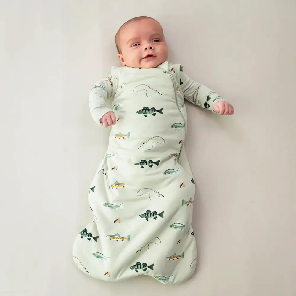 Kyte Baby 1.0 Tog Printed Sleep Sack - Soft Baby Sleeping Bag for Newborns & Infants - Fishing Theme Design - Perfect for Nursery, Bedtime & Travel