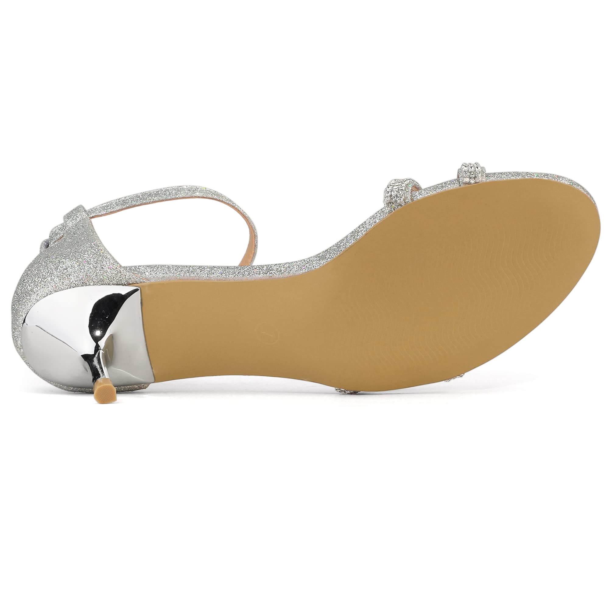 Allegra K Women's Glitter Stiletto Kitten Heel Sandals - Comfortable Dressy Pumps for Parties, Weddings & Evening Events