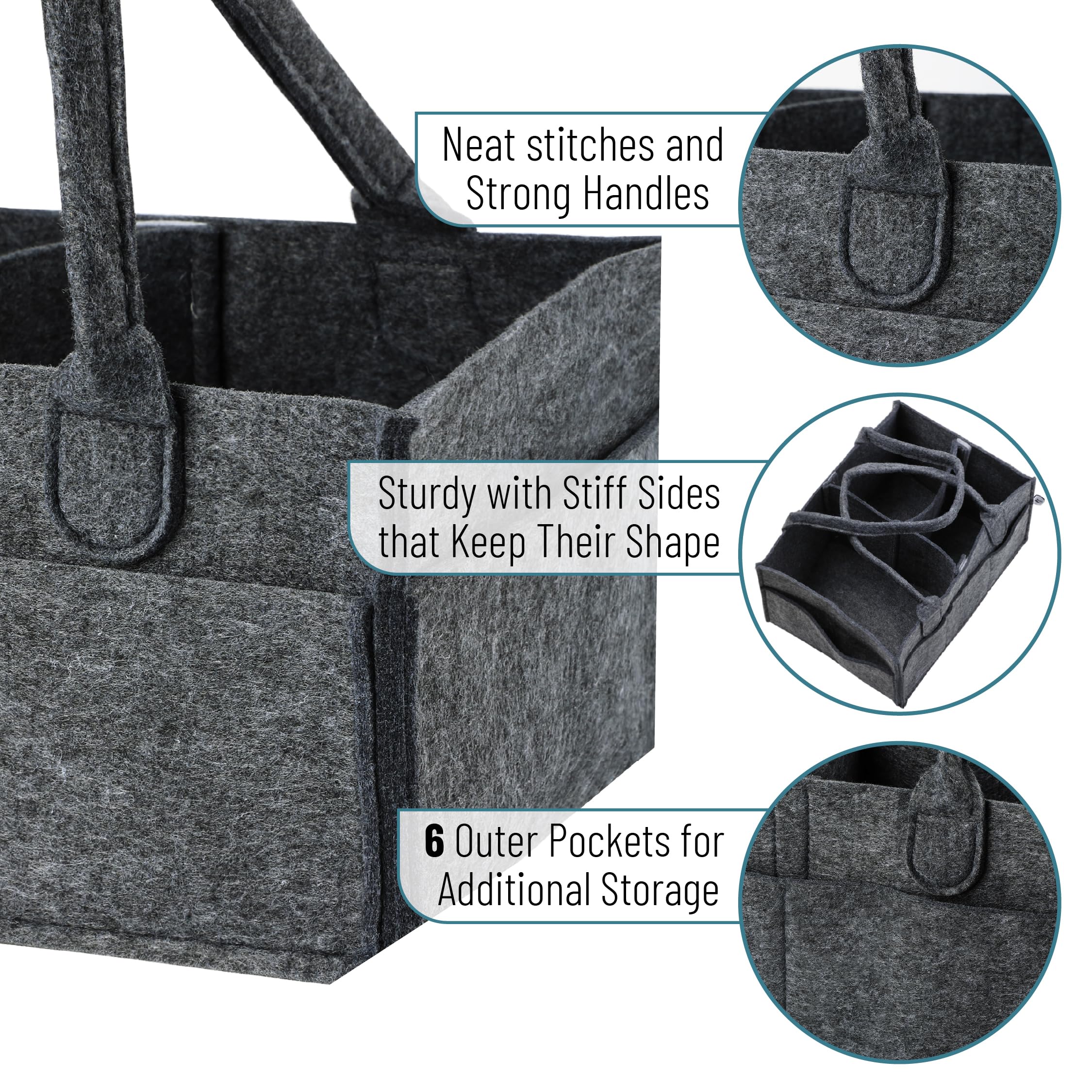 Mr. Pen Baby Diaper Caddy Organizer - Portable Diaper Storage for Nursery & Car, Charcoal Gray - Perfect for Changing Table, Travel & Home Organization