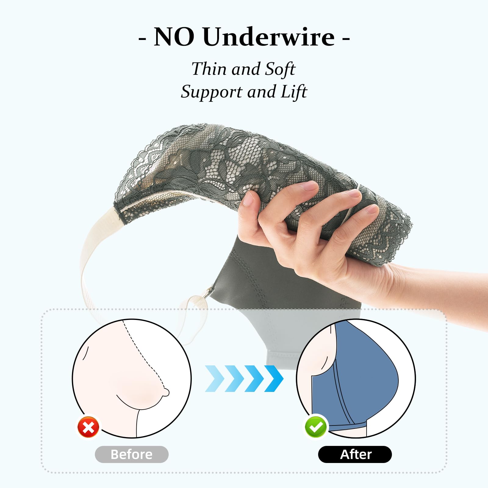 Baetty Wireless Bras for Women - No Underwire, Unpadded Full Coverage Comfort Bra - Perfect for Everyday Wear, Yoga & Lounge