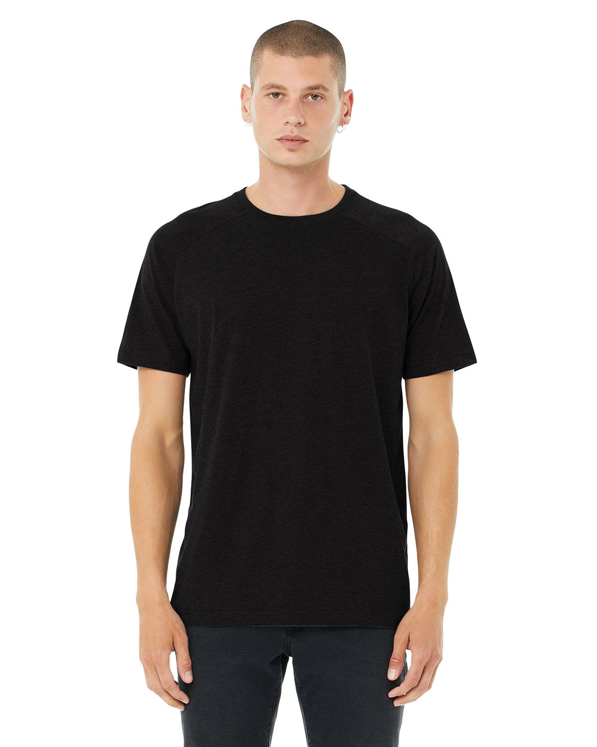 Bella + Canvas 3201 Men's Heather CVC Raglan T-Shirt - Soft Comfort Fit Short Sleeve Tee for Casual Wear, Gym & Everyday Outfits