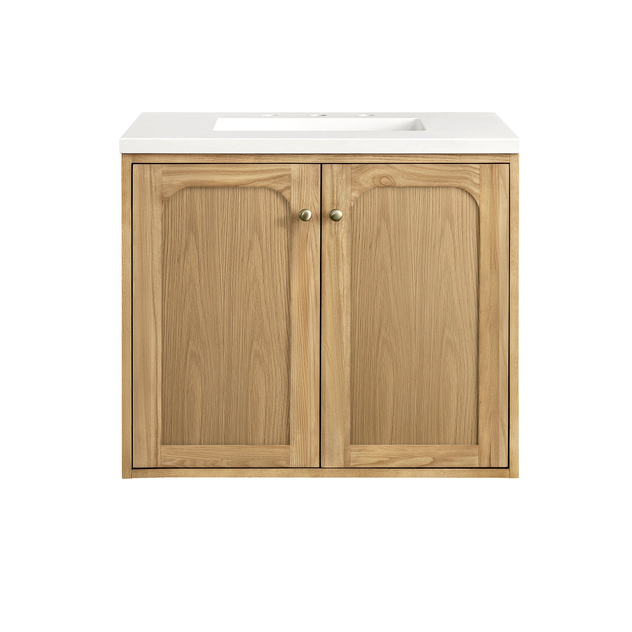 Laurent 30 Inch Single Bathroom Vanity Set - Light Natural Oak Wood with 3CM White Zeus Quartz Countertop | Perfect for Modern Master Bathrooms & Powder Rooms