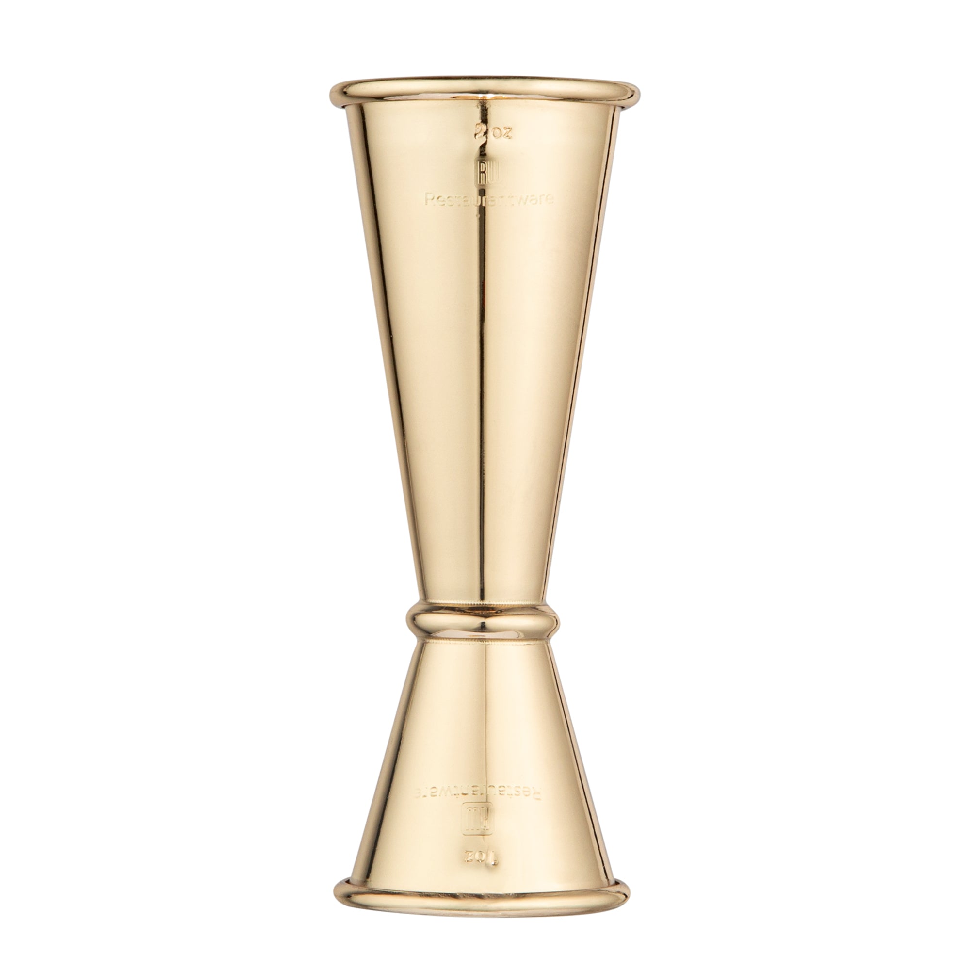 1 oz & 2 oz Gold Plated Stainless Steel Cocktail Jigger - Japanese Style Bar Measuring Tool for Mixing Drinks - Perfect for Bartenders, Home Bars & Cocktail Enthusiasts
