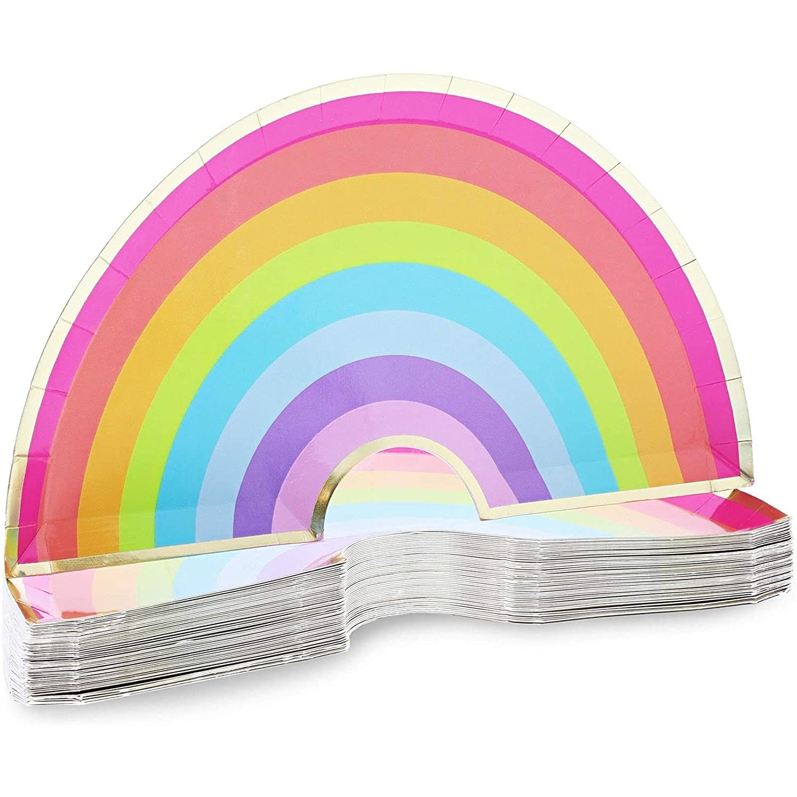 BLUE PANDA Unicorn Party Supplies - 48 Pack Rainbow Plates (10 x 5.5 Inches) for Birthday, Baby Shower & Themed Celebrations