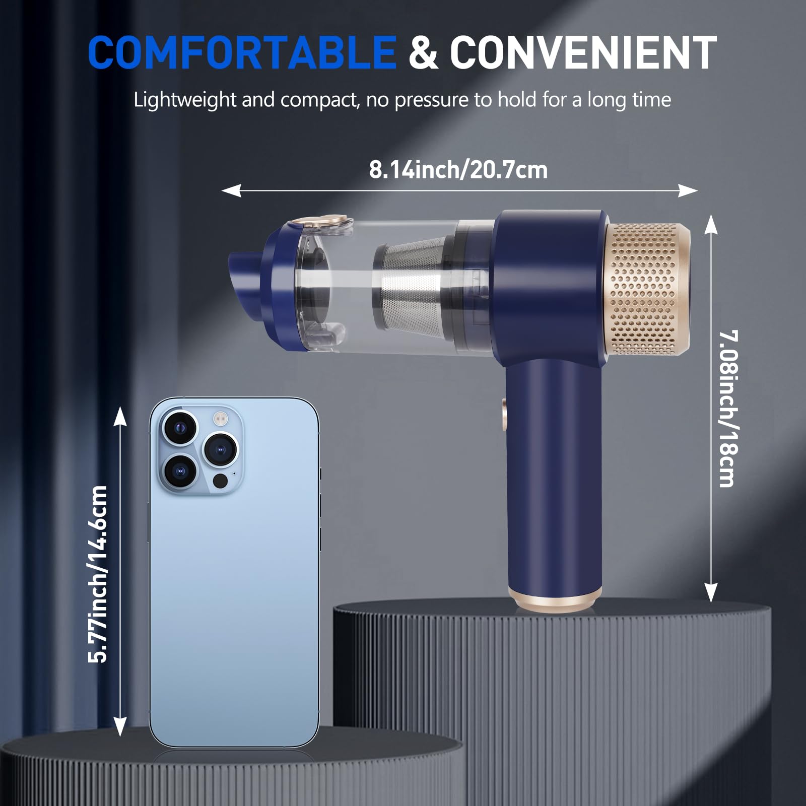 15000Pa Cordless Car Vacuum Cleaner & Air Duster with LED Light, Multi-Nozzles Handheld Vacuum for Car, Pet Hair, Home, Office, and Outdoor Use