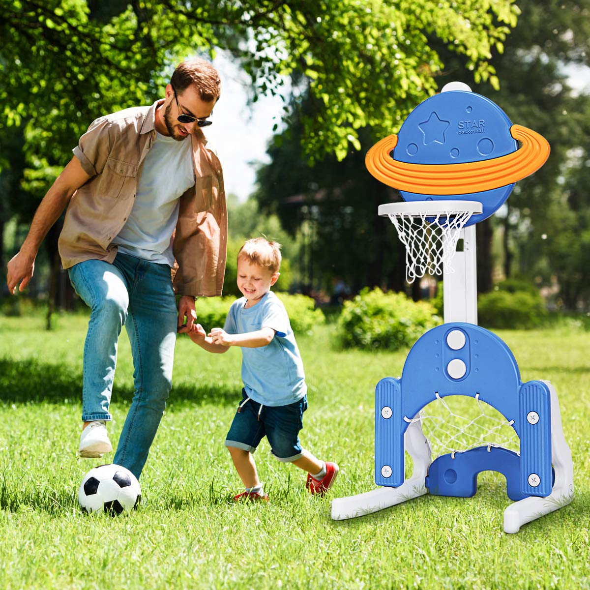 Costzon Adjustable Kids Basketball Hoop Set - Indoor/Outdoor Sports Toy for Toddlers - Best Gift for Boys & Girls