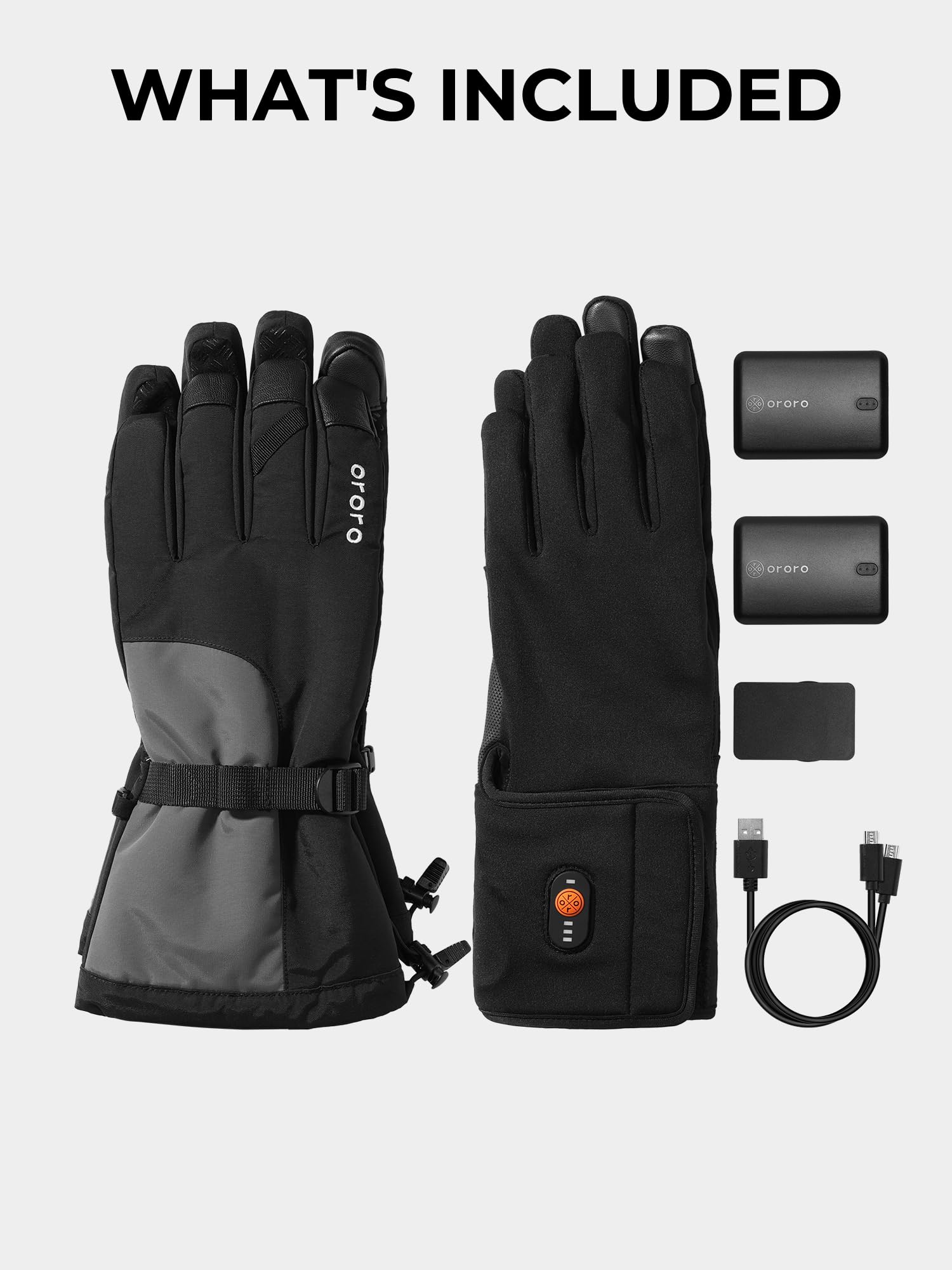 ORORO Heated Gloves for Men & Women - 3-in-1 Battery Powered Winter Gloves for Skiing, Motorcycle Riding & Outdoor Activities - USB Rechargeable (Charger Not Included) - Stay Warm in Cold Weather