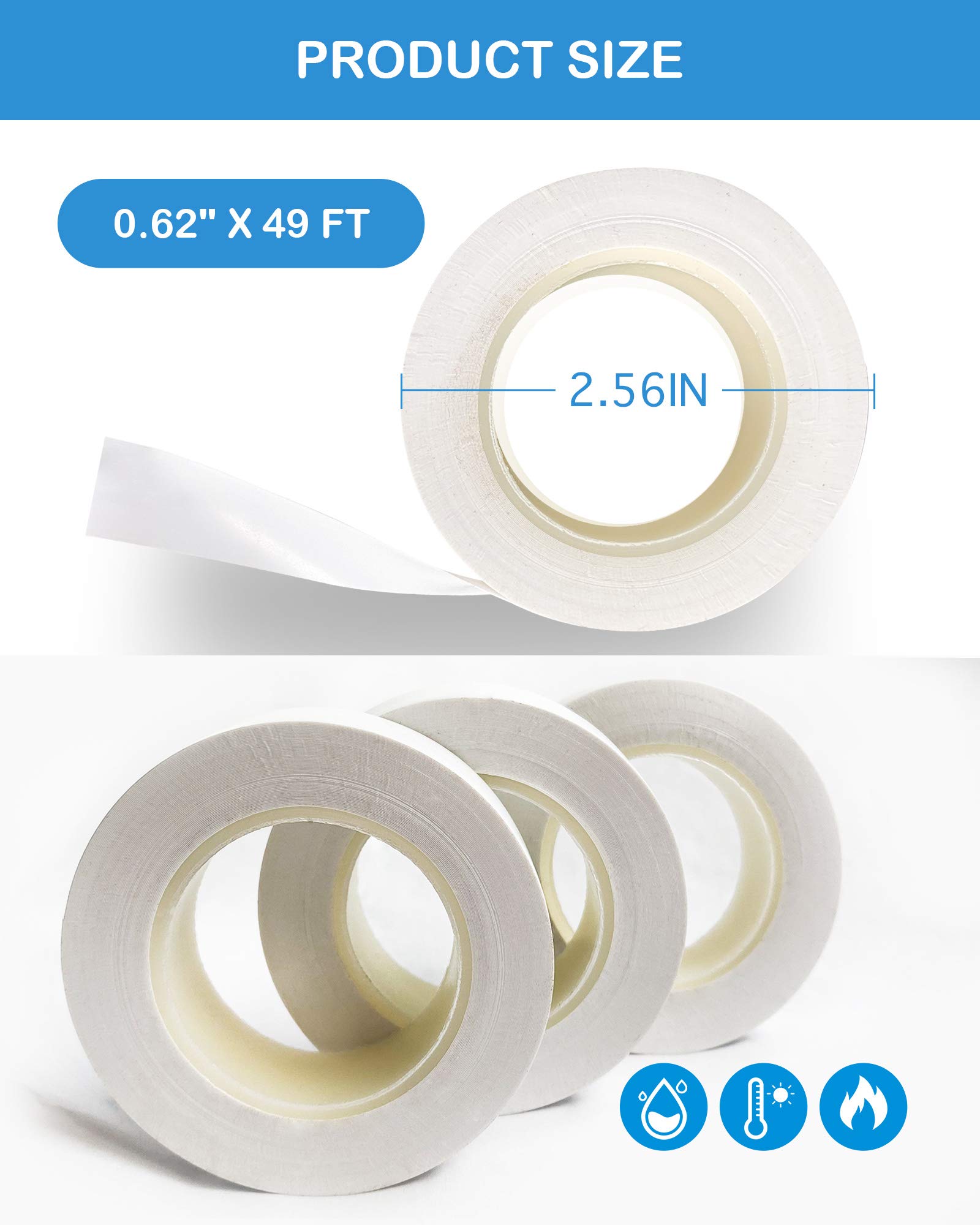 Wapodeai 3pcs White Electrical Tape - Flame Retardant, High Temp Resistant for Indoor/Outdoor Use