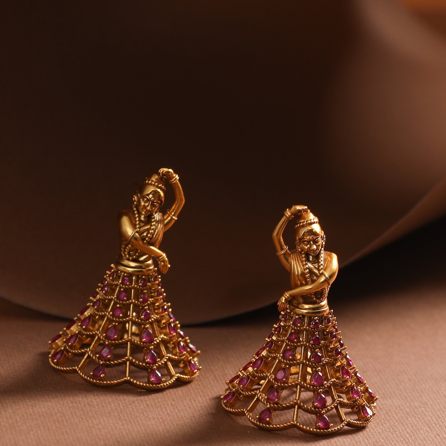 Vintage Dancing Lady Dangle Earrings - Antique Gold Plated Jewelry for Women - Perfect for Parties, Weddings & Special Occasions