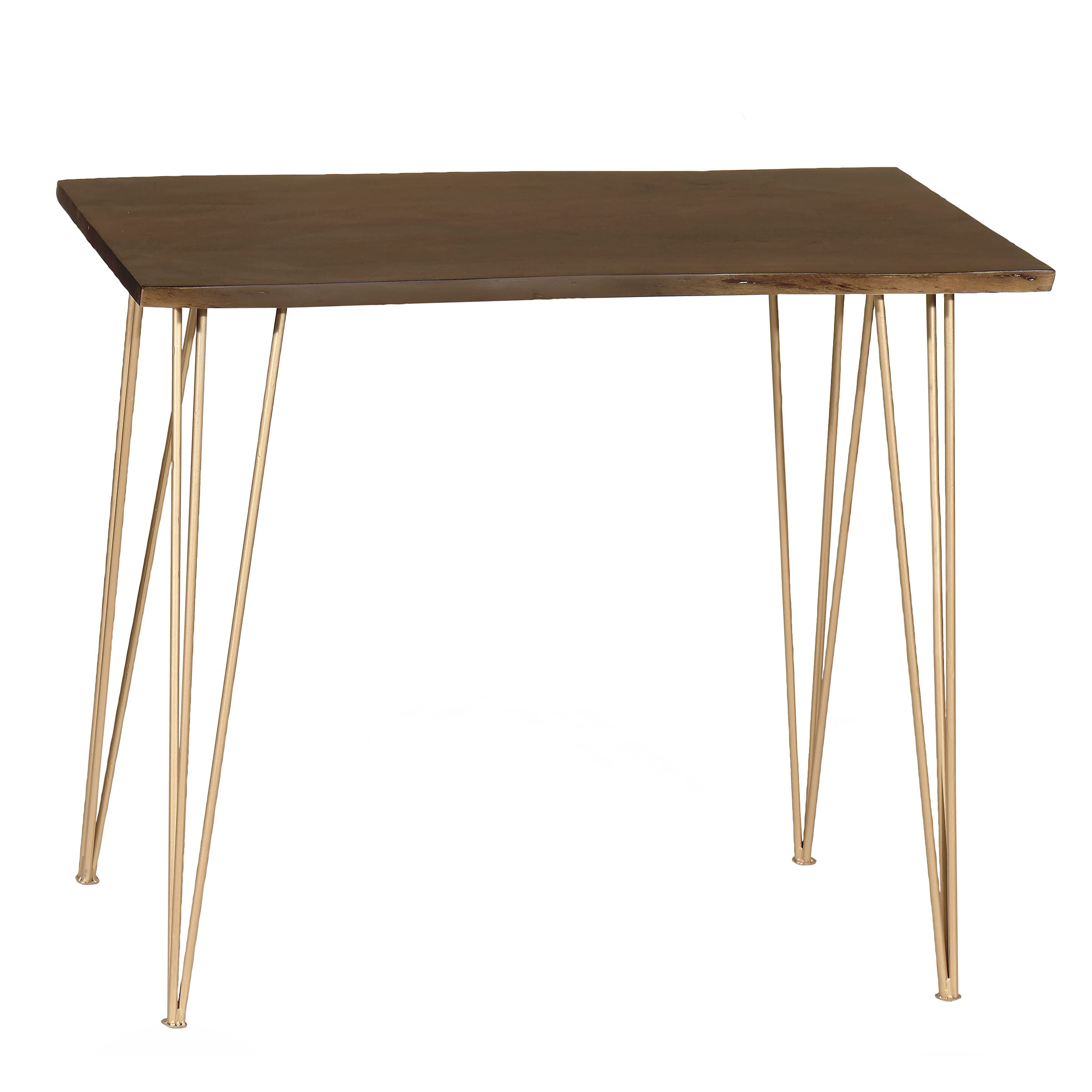 Carolina Chair & Table Siena Live Edge Elm Gold Counter Height Bar Table - Perfect for Kitchen Islands, Breakfast Nooks & Home Bars