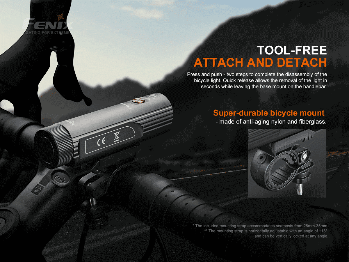 Fenix BC21R V3.0 Rechargeable Bike Light - 1200 Lumens, USB-C Charging, Waterproof Cycling Headlight for Mountain & Road Bikes | Perfect for Night Riding, Commuting & Outdoor Adventures