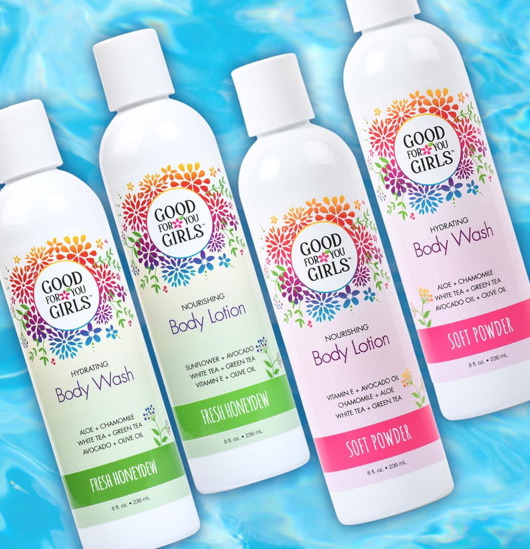Good For You Girls 2-Piece Body Wash & Body Lotion Gift Set - Powder Scent | Gentle Skincare for Teens & Tweens | Perfect Birthday Gift & Daily Pampering
