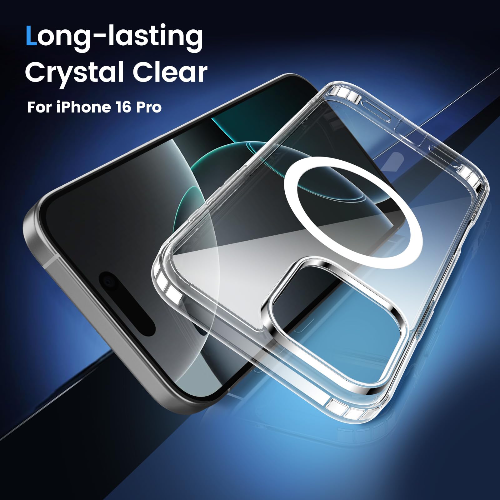 Temdan iPhone 16 Pro Case Clear with MagSafe - Military Grade Shockproof Slim Magnetic Phone Cover | Anti-Yellowing Transparent Protection | Perfect for Outdoor Activities, Work & Daily Use