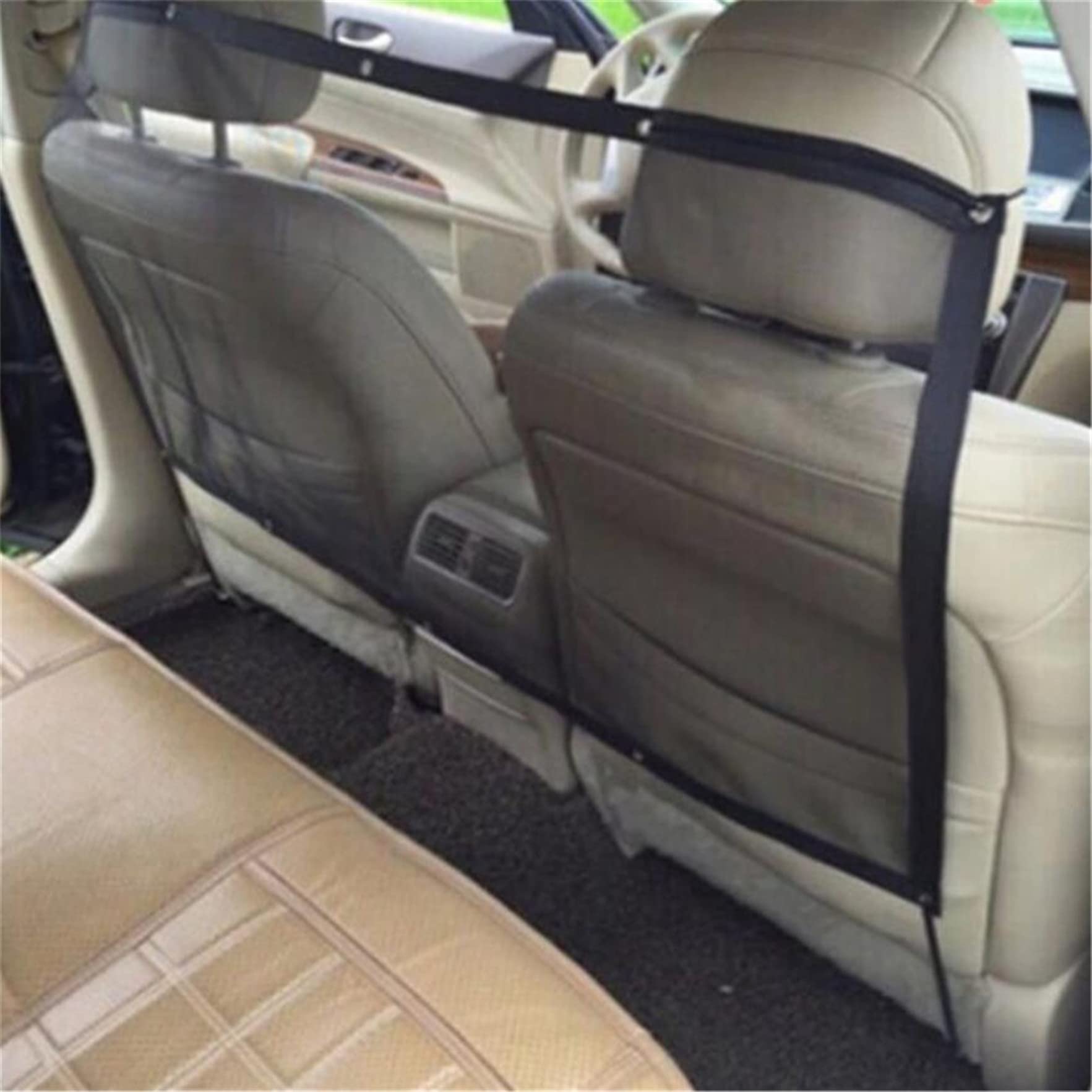 Adjustable Mesh Dog Car Barrier with Rope & Hook - Backseat Pet Divider Net for Pickup Trucks & Small Cars - Perfect for Safe Travel with Pets