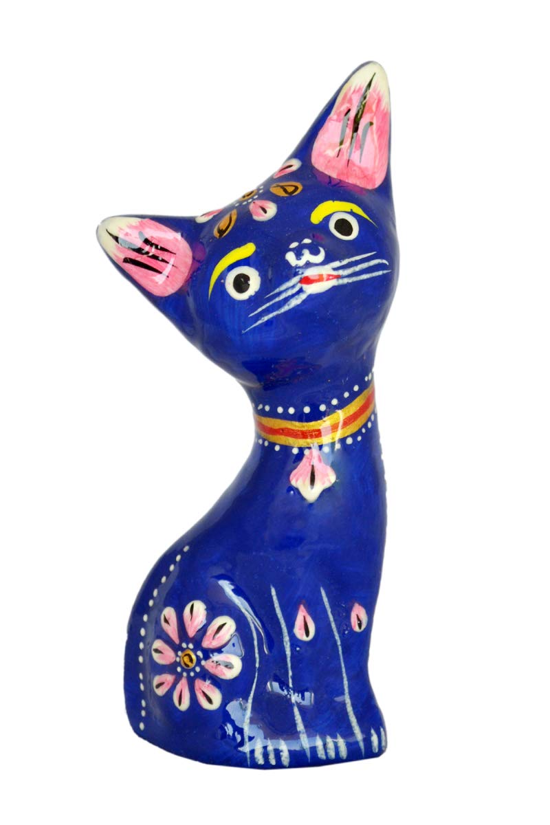 ETROVES Handmade 4 Inch Metal Cat Figurine Statue - Cute Collectible Cat Lover Gift for Women - Desk & Shelf Decor for Home & Office - Perfect for Cat-Themed Decorations, Birthday Gifts & Workspace Accents