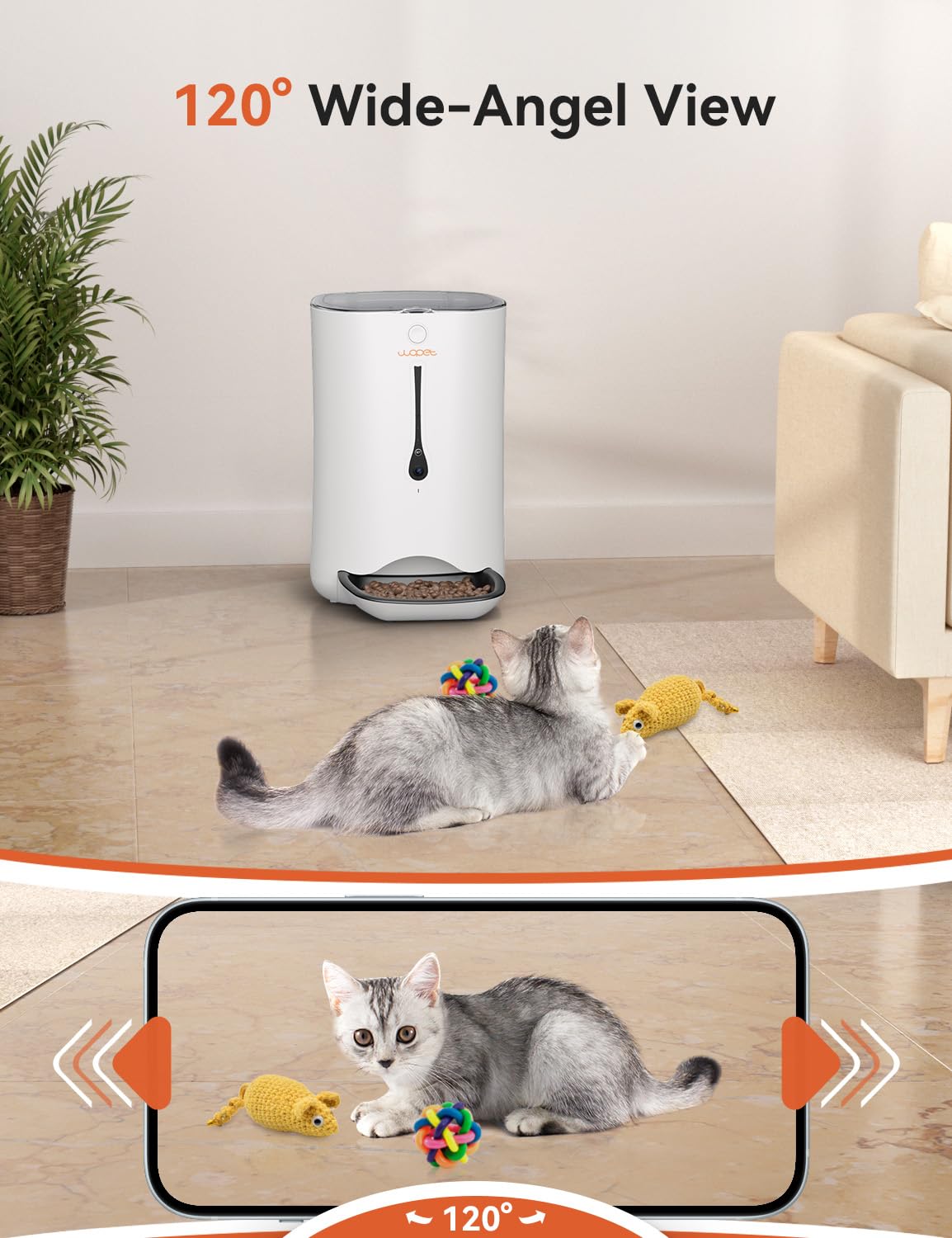 WOPET 7L Automatic Dog & Cat Feeder with HD Camera - 5G WiFi Smart Pet Food Dispenser with Timer, Voice Control & Video Recording - Perfect for Home Monitoring & Pet Care While Traveling