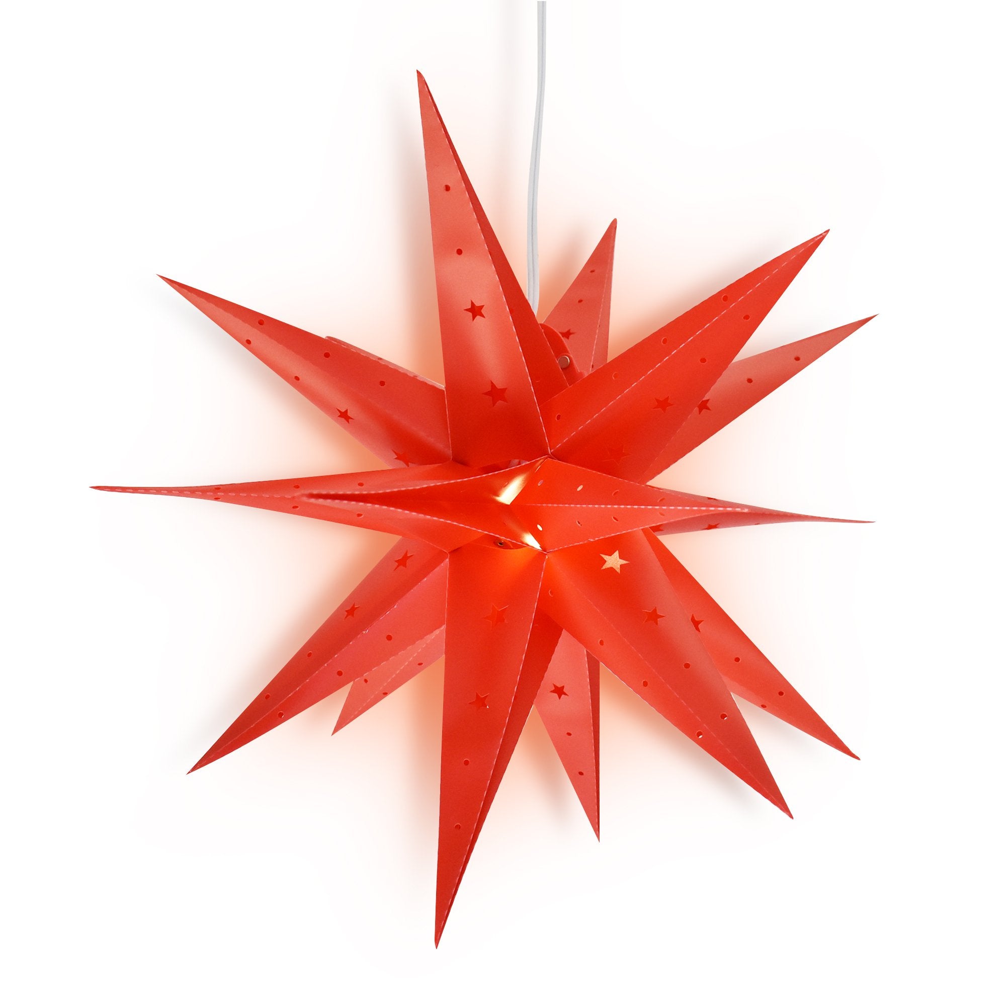 23 Red Moravian Weatherproof Star Lantern Lamp - Outdoor Christmas Holiday Decor for Porch, Garden & Patio Lighting