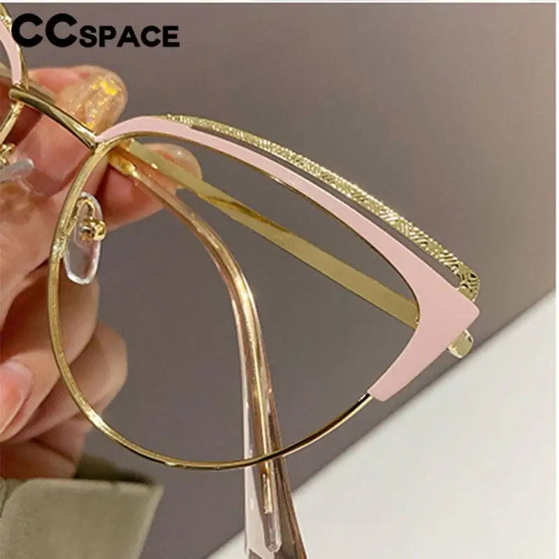 CCspace Women's Full Rim Square Cat Eye Titanium Eyeglasses Frame - Lightweight TR90 Acetate Glasses for Women - Perfect for Work, Reading & Fashion Accessories