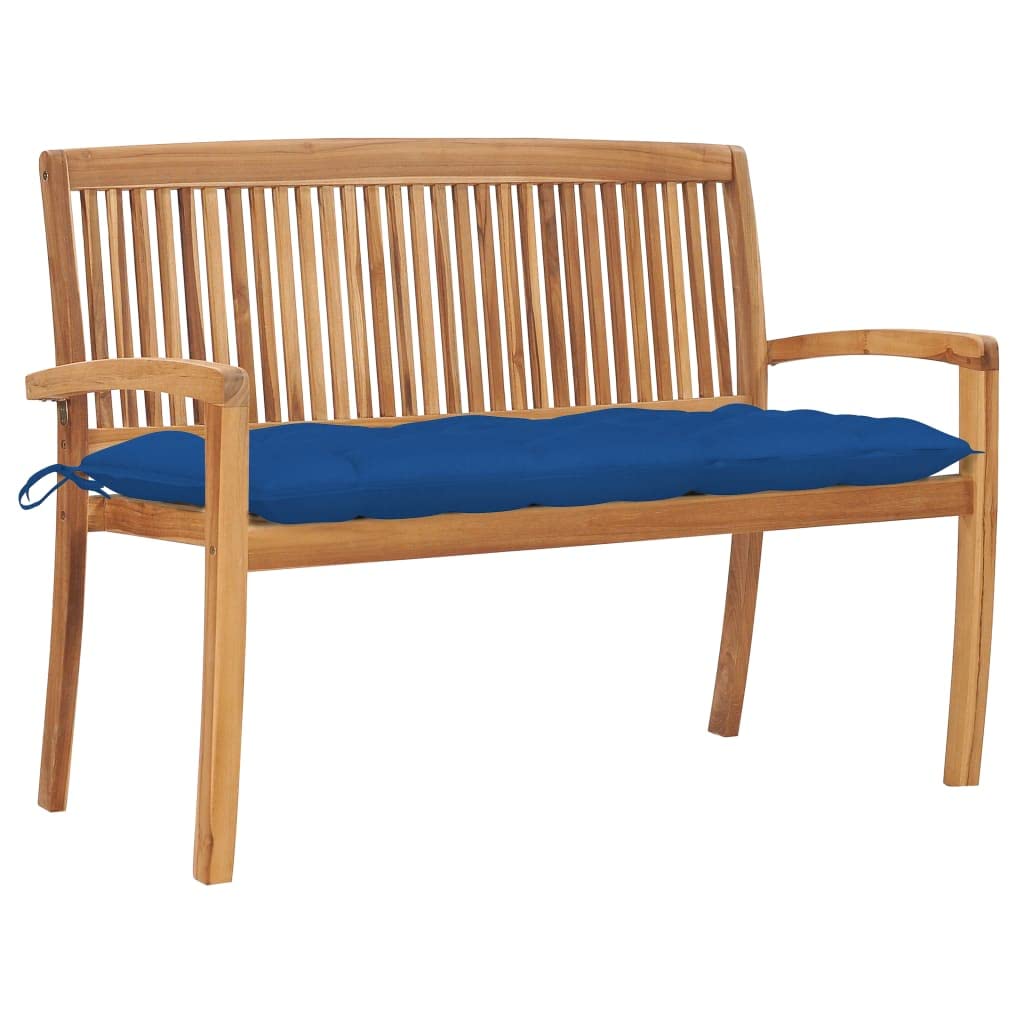 Premium Teak Wood Outdoor Stacking Patio Bench with Cushion - 50.6