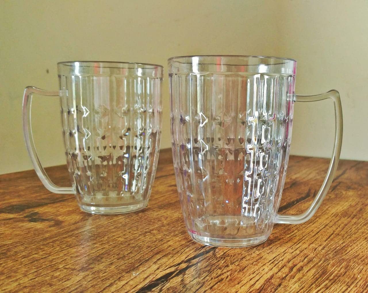 Unbreakable Plastic Black Olive Party Mug with Handle - Food Grade Transparent Juice & Beer Cup for Home, Office, Bar, Restaurant, Hotel - Perfect for Parties, Gatherings & Daily Use (Set of 2)