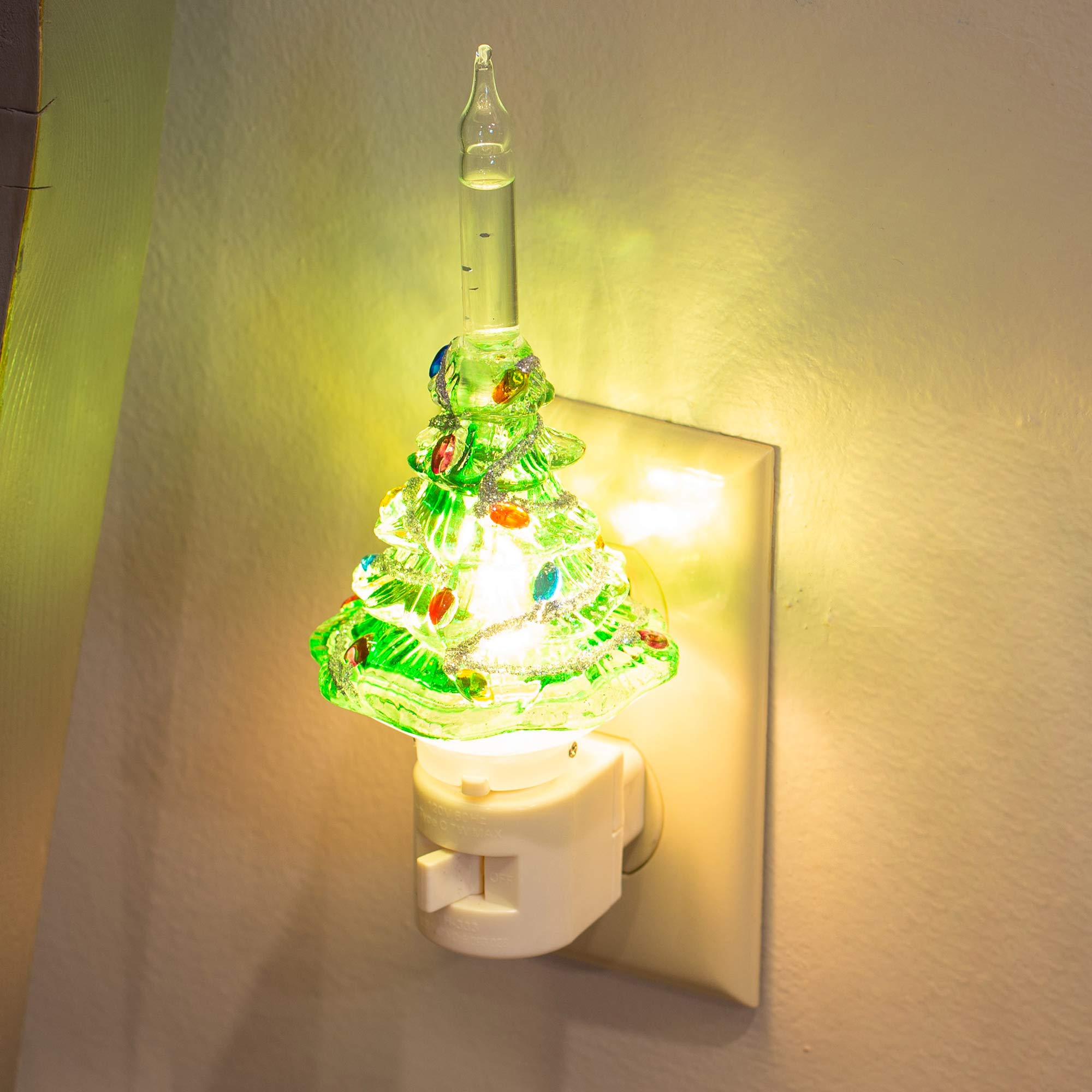 7 Inch Christmas Tree Bubble Night Light with C5 Bulb - Decorative Holiday LED Lamp for Bedroom, Living Room, and Party Decor