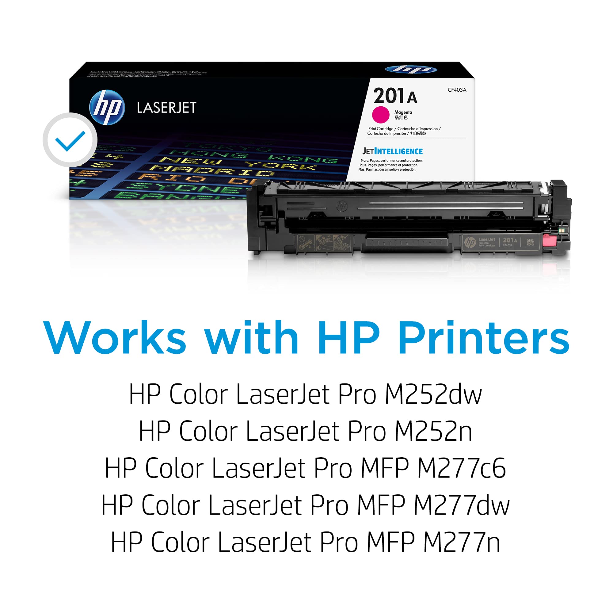 HP 201A Magenta Toner Cartridge - Compatible with HP Color LaserJet Pro M252 & MFP M277 Series (CF403A) | High-Yield Printing for Office & Home Use