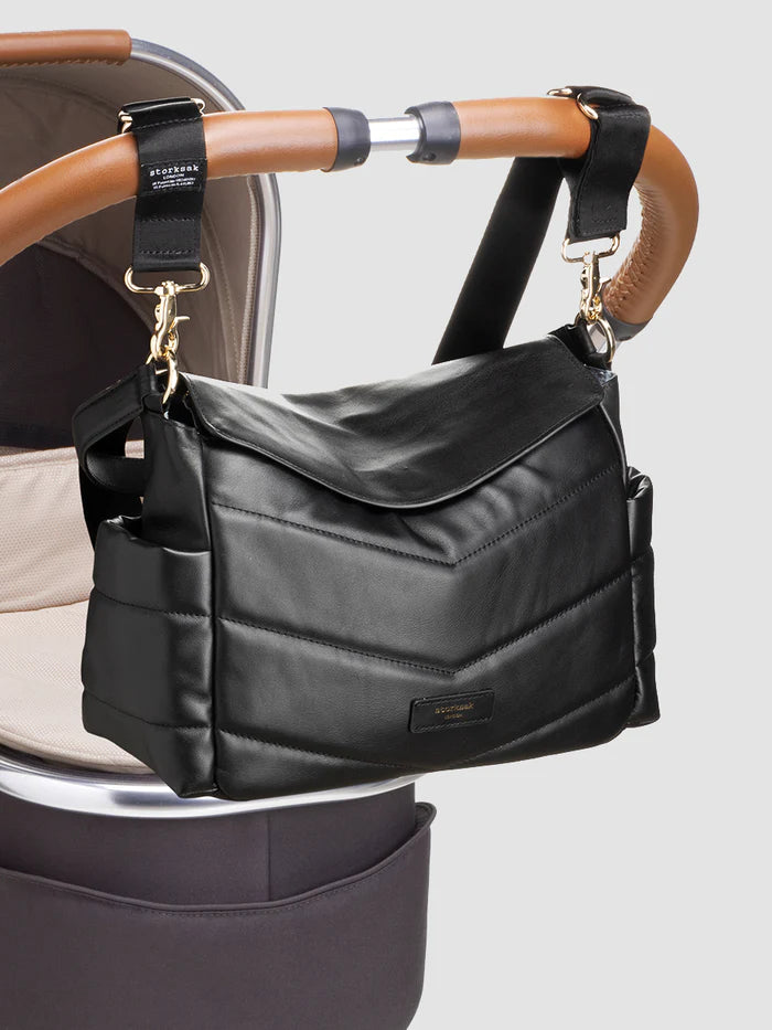 Storksak Aria Leather Compact Diaper Bag - Stylish Baby Changing Tote for On-the-Go Parents | Perfect for Travel, Shopping & Daily Outings