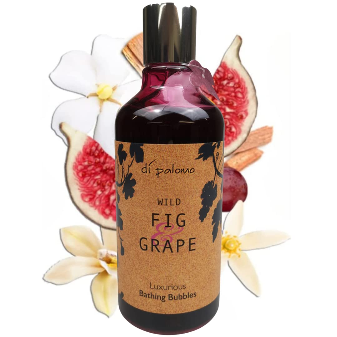 Di Palomo Vegan Wild Fig & Grape Luxury Bathing Bubbles 300ml - Foaming Bubble Bath & Body Wash with Nourishing Skin Care | Relaxing Bath Foam Gift Set for Women - Perfect for Spa Nights, Self-Care Rituals & Romantic Gifts
