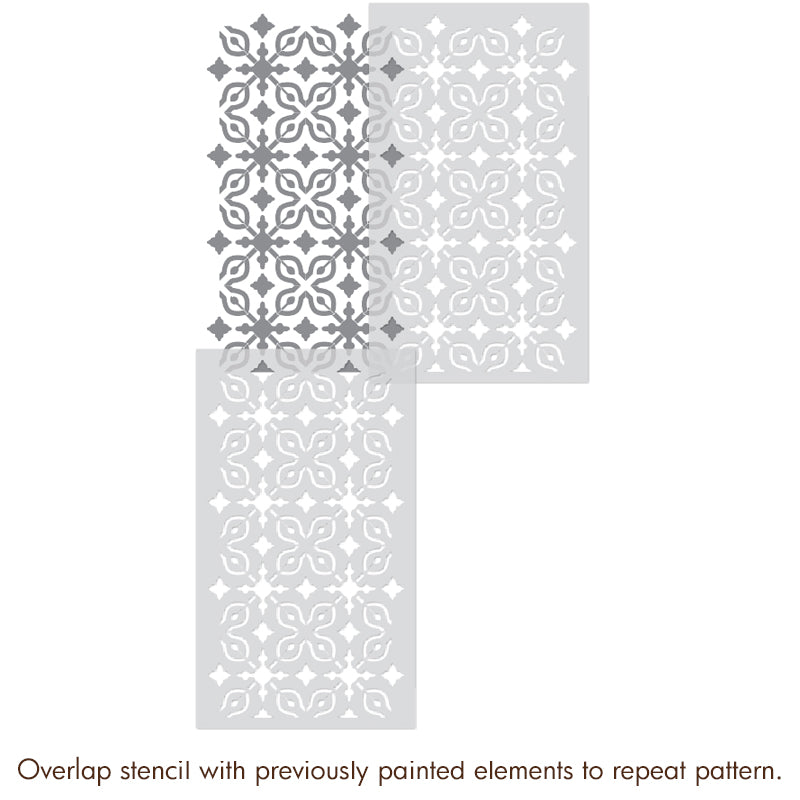 Petra Tile Allover Stencil - Reusable DIY Wall & Floor Stencil for Home Decor, Bathroom, Kitchen Backsplash - Perfect for Painting Patterns on Tiles, Concrete, Wood & Furniture