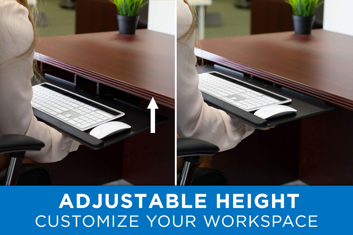 Mount-It! Ergonomic Under Desk Keyboard Tray with Gel Wrist Rest - Adjustable Black Computer Keyboard & Mouse Platform for Home Office, Gaming & Workspace Comfort