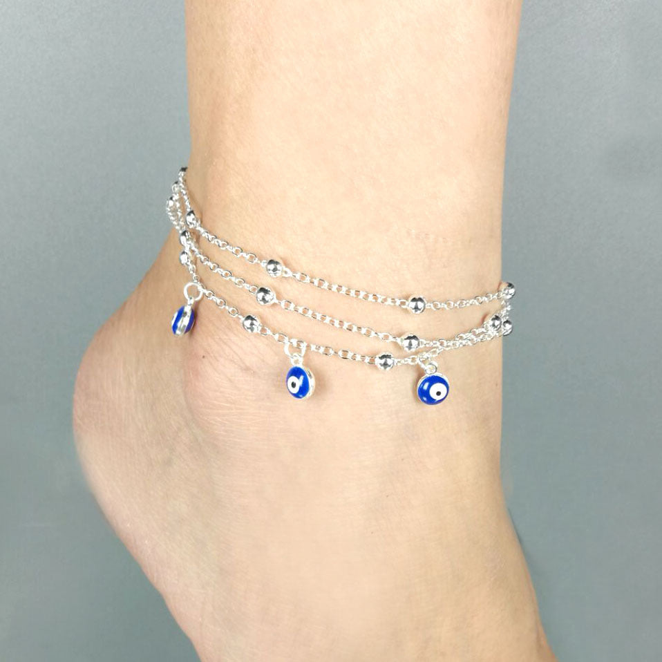 Stylish Eye Pendant Beaded Chain Anklet - Fashion Jewelry for Women - Perfect for Beach, Summer Outfits & Boho Accessories