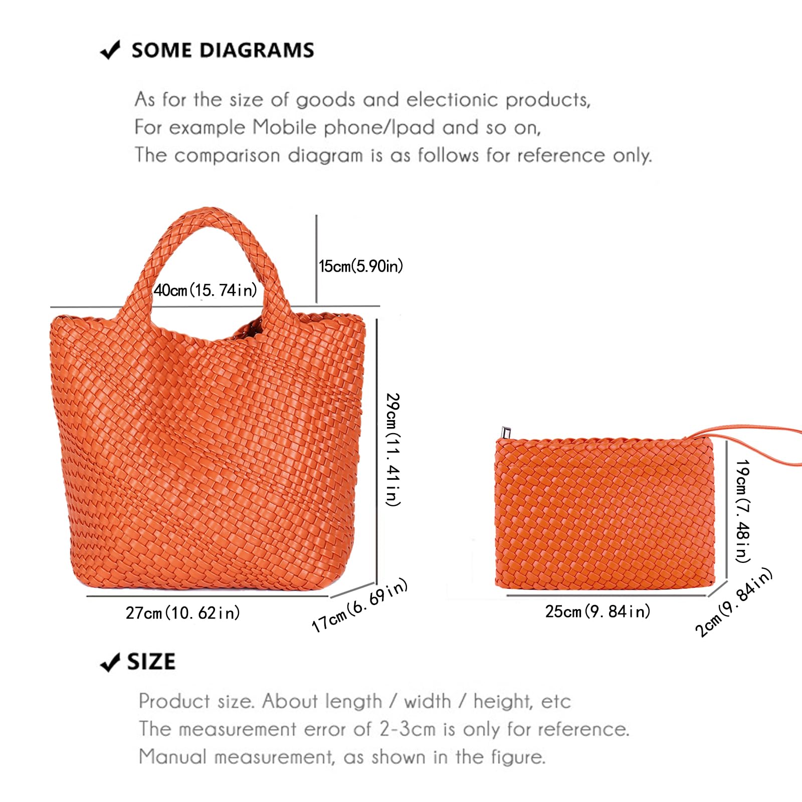 JINMANXUE Women's Fashion Woven Tote Bag - Large Capacity Shopper Bag for Travel, Work & Daily Use - Stylish Shoulder Handbag Purse for Women