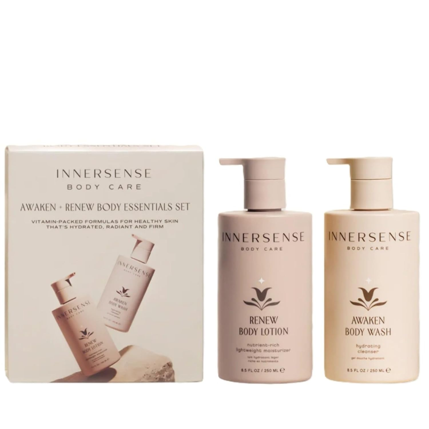 INNERSENSE Organic Beauty Awaken + Renew Body Set - Hydrating Shampoo & Conditioner for Natural Hair - Vegan & Cruelty-Free Hair Care Kit for Dry, Damaged Hair - Perfect for Daily Use & Salon-Quality Results at Home