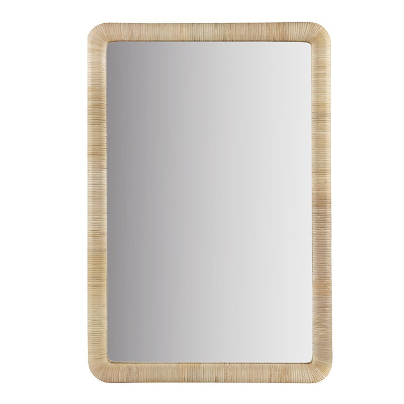 Natural Rattan Rectangle Wall Mirror - Handwoven Boho Decor for Living Room, Bedroom, or Entryway - Lightweight & Durable Home Accent