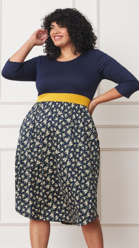 Curvy Size Banded Hem Midi Dress - Made in USA | Flattering Fit for Plus Size Women | Perfect for Casual Outings & Date Nights