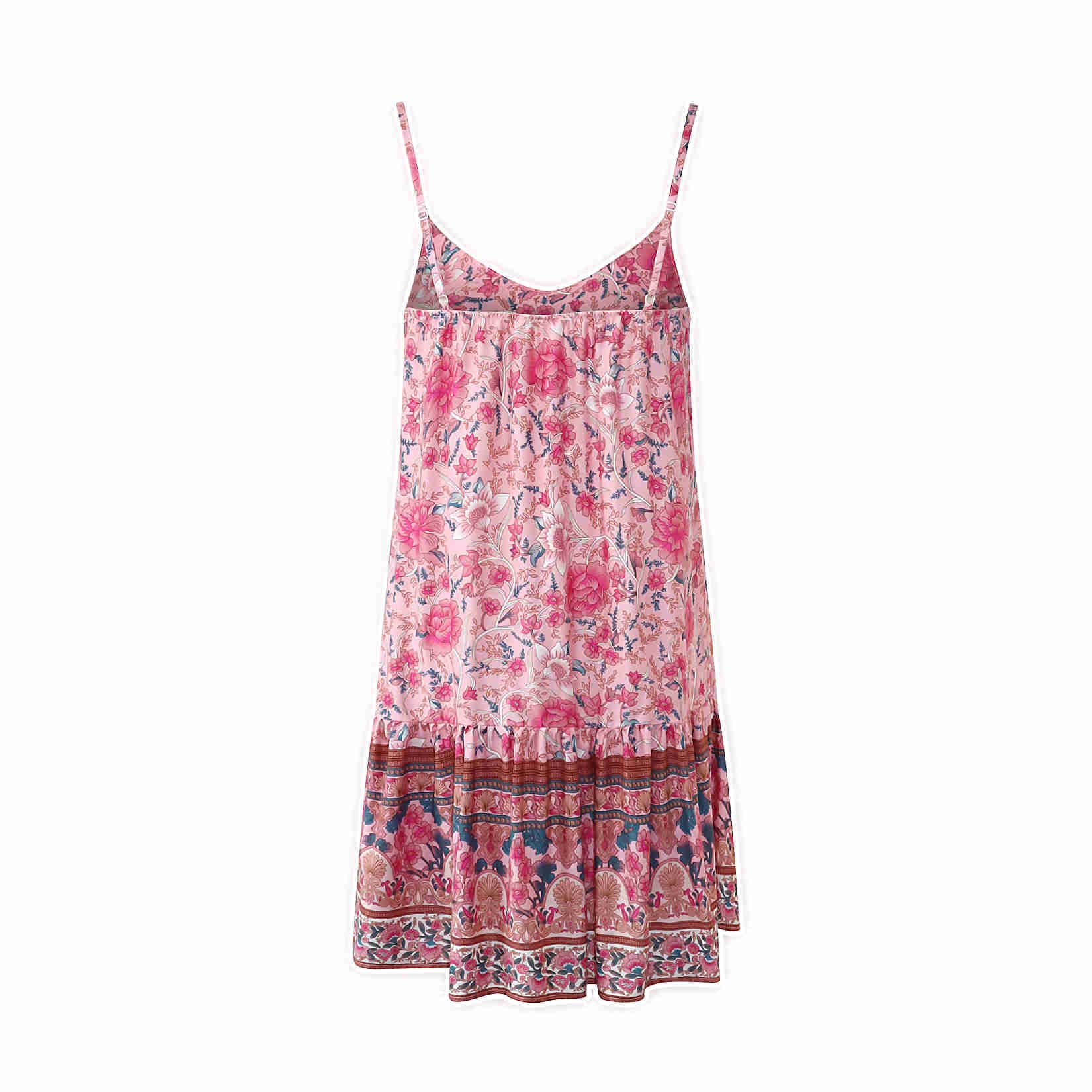 Watoriwa Women's Bohemian Print Summer Dress - V-Neck, Sleeveless, Spaghetti Strap Sundress & Beach Coverup for 2025 | Perfect for Beach Vacations, Pool Parties & Summer Outings