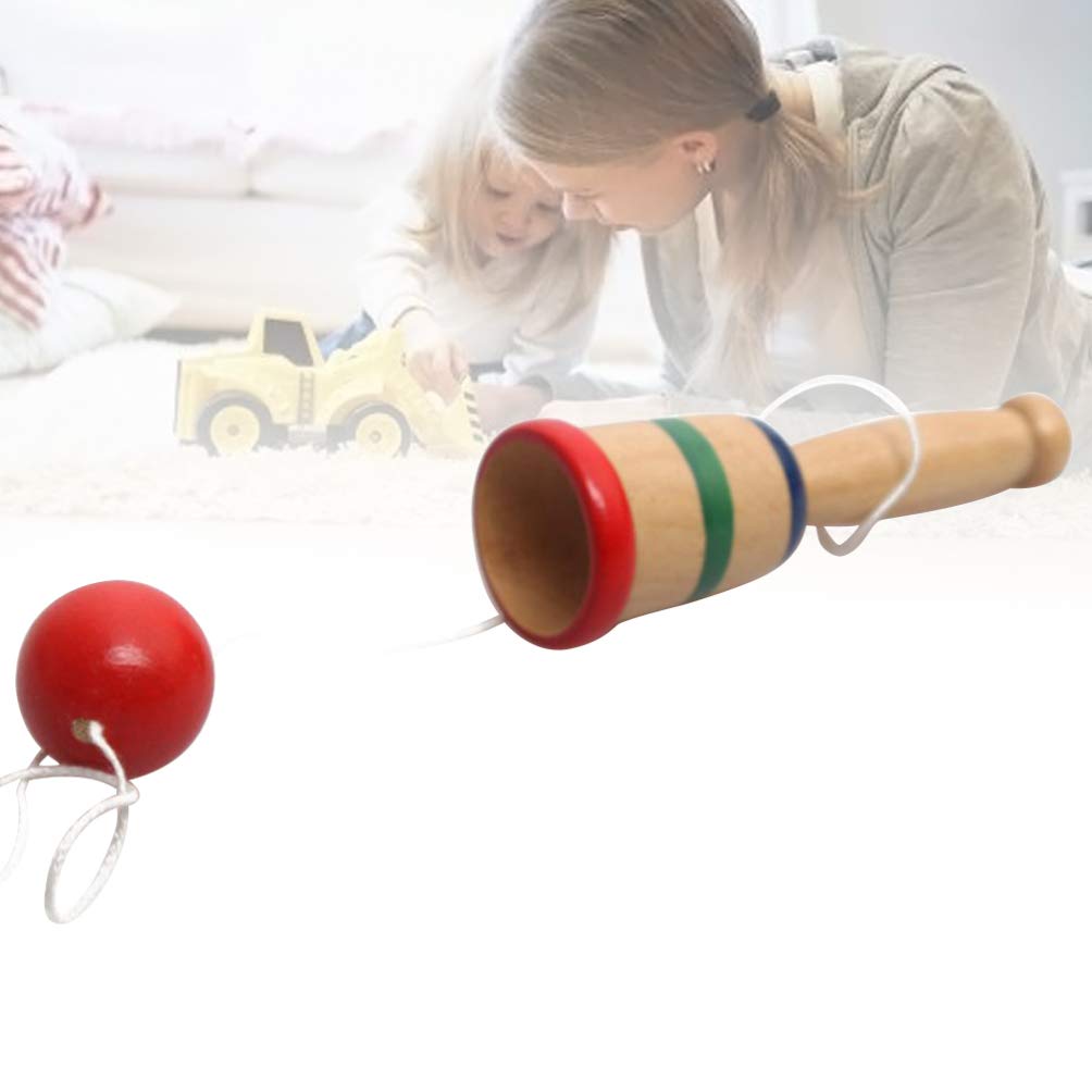 4pcs Wooden Coordination Game Toy for Kids - Outdoor Toss and Catch Ball Game, Preschool Learning Toys, Fun Ball and Cups Set, Wooden Balance Cup Kendama Toys, Child Bamboo Puzzle from Japan - Perfect for Backyard Play, Birthday Gifts & Montessori Activities