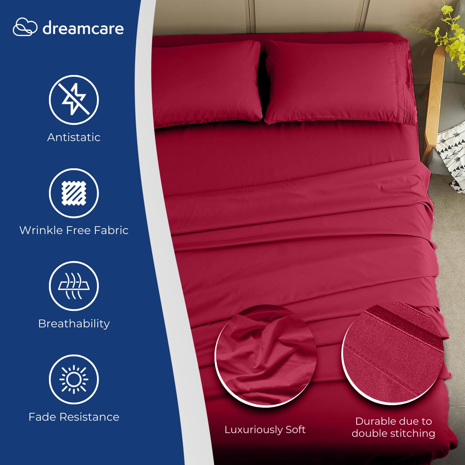 Cooling Queen Size Sheet Set - 4pc Deep Pocket Bed Sheets Up to 15