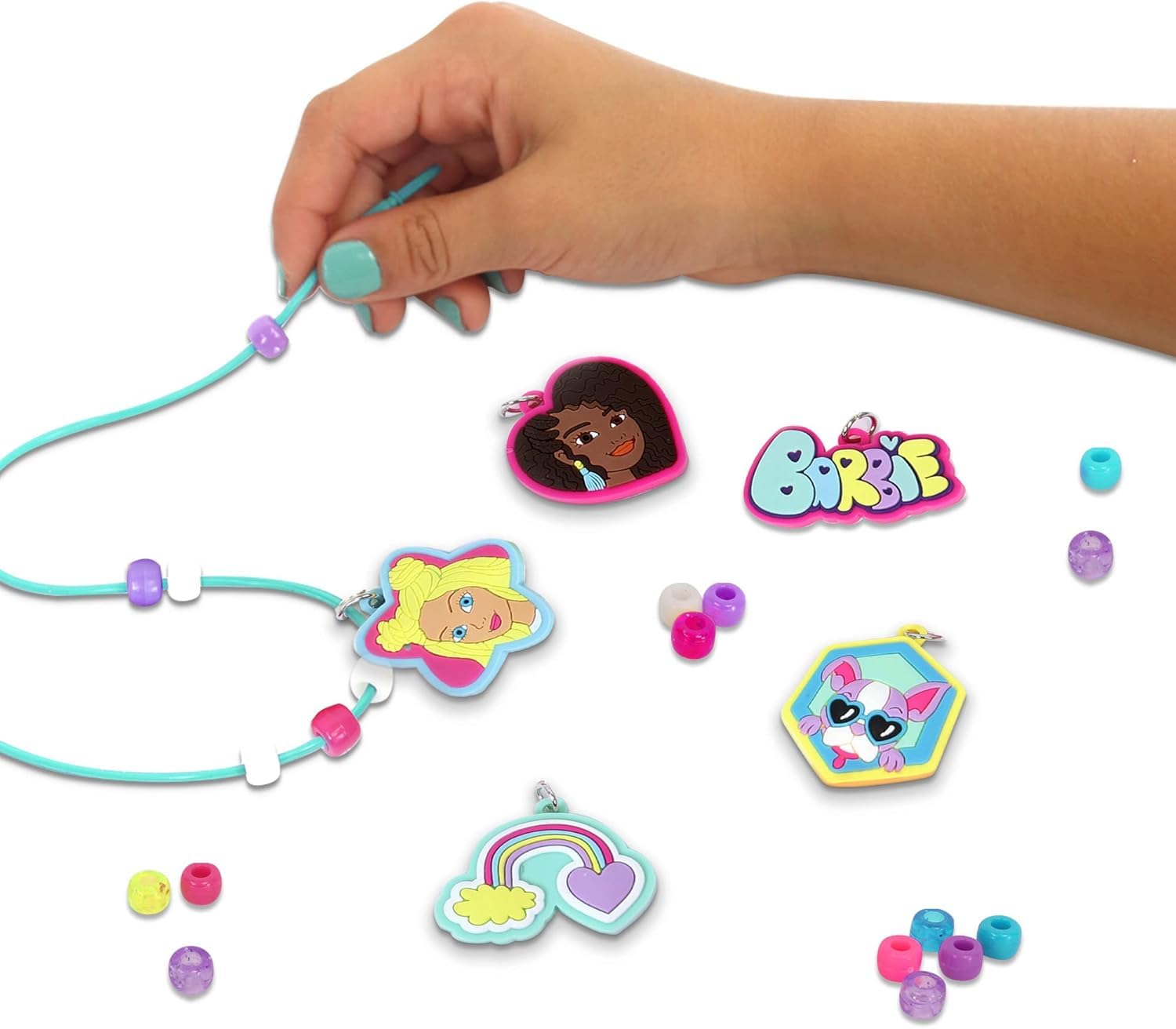 Barbie Necklace Activity Set for Kids - DIY Jewelry Making Kit with Beads & Charms - Creative Fun Gift for Girls Ages 6-12 | Birthday Party, Arts & Crafts, Pretend Play Dress Up