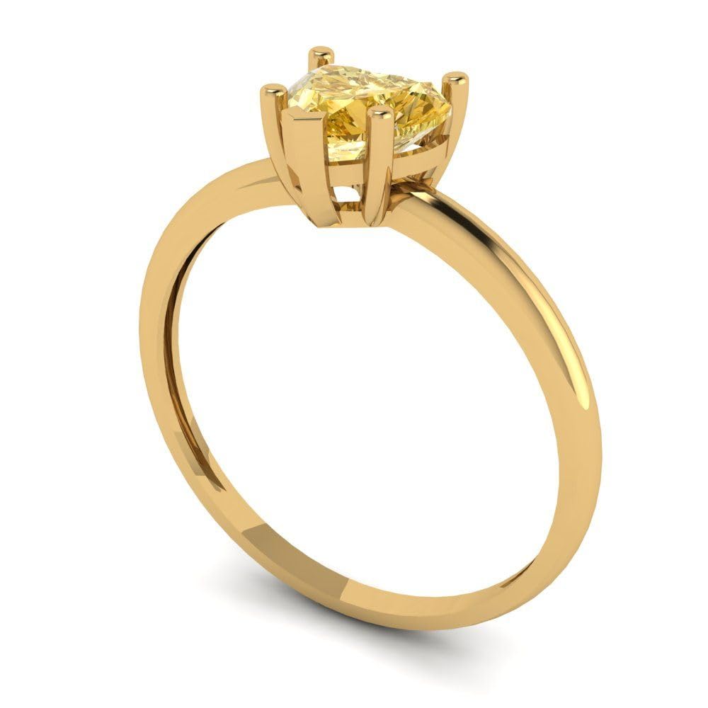 1.0ct Canary Yellow Heart Cut Simulated Diamond Ring in 14k Gold for Bridal & Anniversary