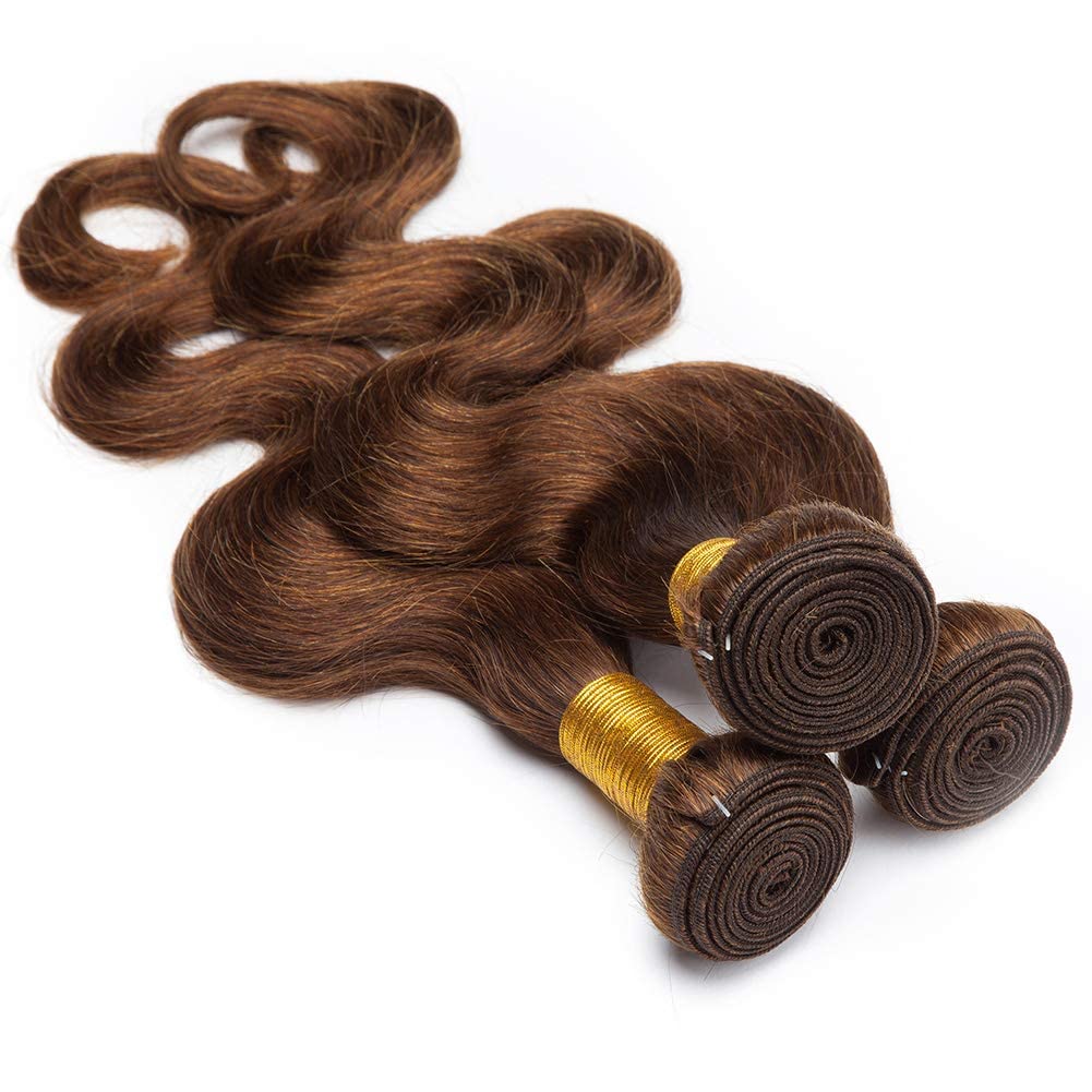 Benehair 20 Inch Brazilian Body Wave Human Hair Bundles - 1 Bundle Medium Brown (#4) 100g/3.5oz - Real Human Hair Extensions for Sew-in, Wavy & Curly Styles | Perfect for Daily Wear, Parties & Special Occasions